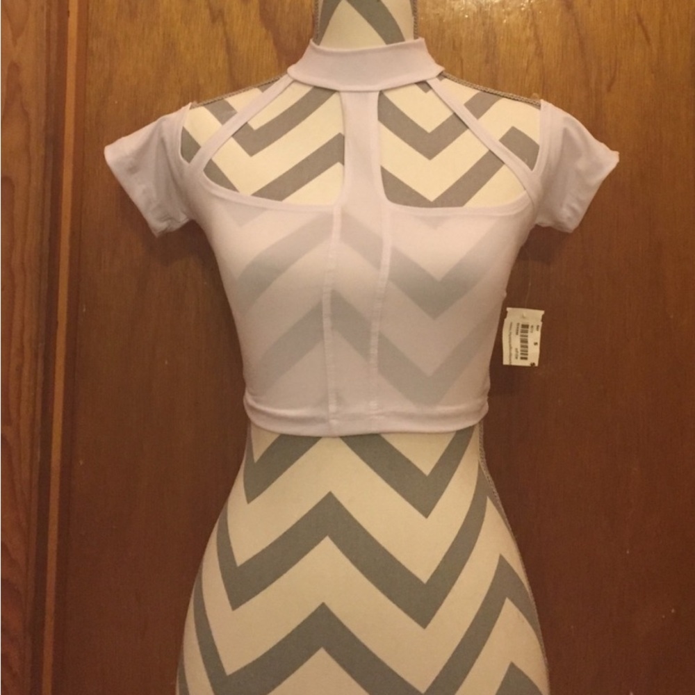 NWT Women's White Mesh Crop Top, from Necessary Clothing, S